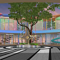 Modern Circular Pergola With Colorful Multi Level Design And Surrounding Greenery