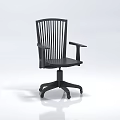 Black Office Chair With Slat Back Armrests Swivel Base And Wheels