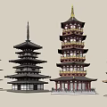 Ancient Traditional Asian Pagodas Featuring Different Architectural Designs And Multi tiered Roof Structures