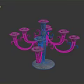 Classic Metal Candelabra With Multiple Decorative Arms And White Base 3d model