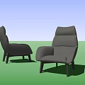 Modern Gray Single Sofa Upholstered Design With Comfortable Backrest Armrest And Wooden Legs