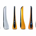 Modern Vertical Air Cooler Fans With White And Orange Sleek Design And Control Panels
