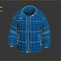 Blue Shiny Puffer Jacket With Metallic Finish Collar And Zipper Details