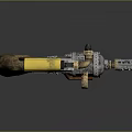 Steampunk Pistol Design With Wooden Grip Yellow Component Chain And Metallic Details