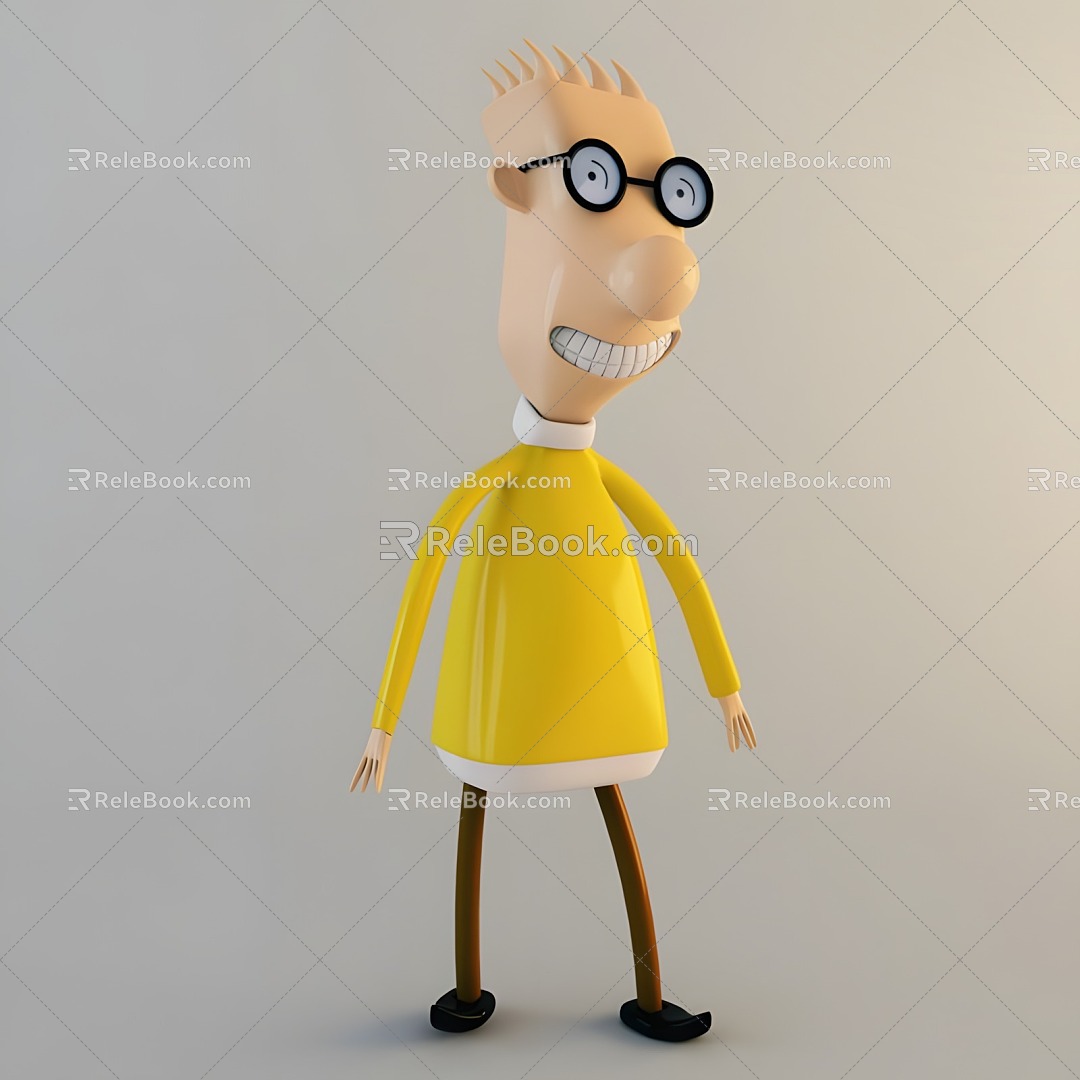 Cartoon Characters Men Characters Cartoon Characters Wear Glasses Short Hair 3d model