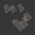 Wooden Platform Structures With Support Posts And Multiple Deck Sections