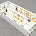 Modern Retail Store Interior With Shelves Display Counters And Layout Design 3d model
