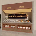 Service Area Snack And Condiment Counter With Food Dishes And Seasoning Bottles