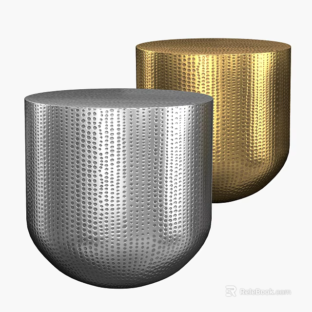 Modern Silver And Gold Metal Hammered Texture Coffee Tables Design 3d model 