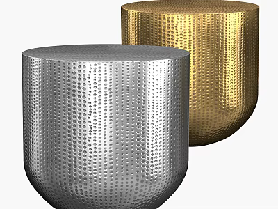 Modern Silver And Gold Metal Hammered Texture Coffee Tables Design 3d model