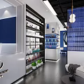 Modern Beauty Salon Interior With Blue Walls Large Windows Styling Chairs Mirrors And Workstations
