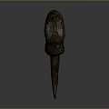 Rusted Curved Metal Claw Displayed On Dark Background With Textured Surface