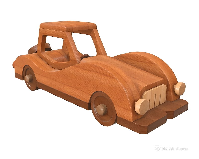 Wooden Building Block Car Toy With Classic Design And Smooth Handcrafted Details 3d model 