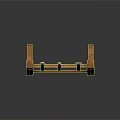 Three Metal Swords Neatly Placed on a Wooden Display Rack