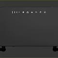 Black Wireless Router With Dual Antennas Orange Indicator Lights Ethernet Ports For Home Network Setup