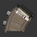 Architectural Scene Component With Wooden Roof Metal Frame And Staircase