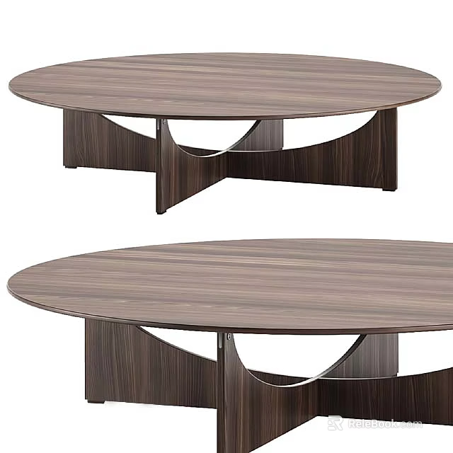 Modern Wooden Round Coffee Table With Unique Leg Structure For Living Room 3d model 