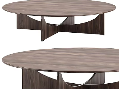 Modern Wooden Round Coffee Table With Unique Leg Structure For Living Room 3d model