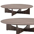 Modern Wooden Round Coffee Table With Unique Leg Structure For Living Room