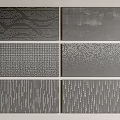 Gray Decorative Panels Arranged With Various Perforated Patterns And Textured Designs 3d model