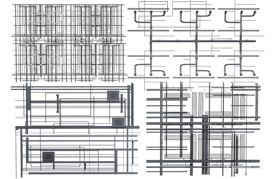 Detailed Suspended Ceiling Structure Design With Metal Framework And Support Details 3d model 