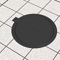 Black Manhole Cover With Open Lid On White Tile Floor Showing Underground Structure