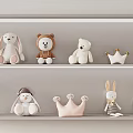 Plush Rabbit Bear And Crown Toys In White Brown Pink On Shelves