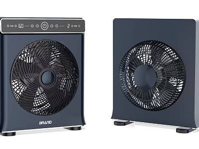 BRAVO Modern Air Cooler Fan Two Units with Control Panel and Mesh Blades 3d model