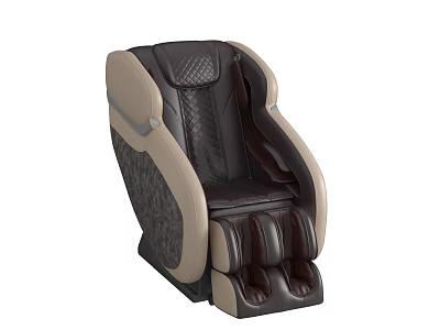 Modern Brown And Beige Massage Chair With Quilted Stitching Armrests And Foot Massage Section 3d model