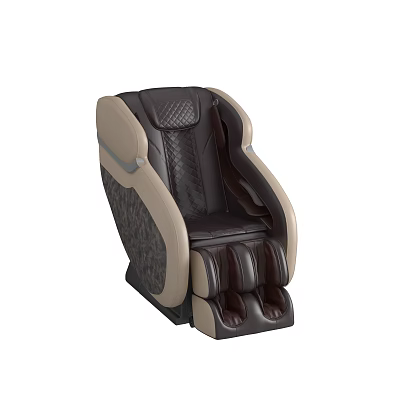 Modern Brown And Beige Massage Chair With Quilted Stitching Armrests And Foot Massage Section 3d model
