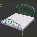 Yellow Metal Bed Frame With Curved Circular Design And White Mattress