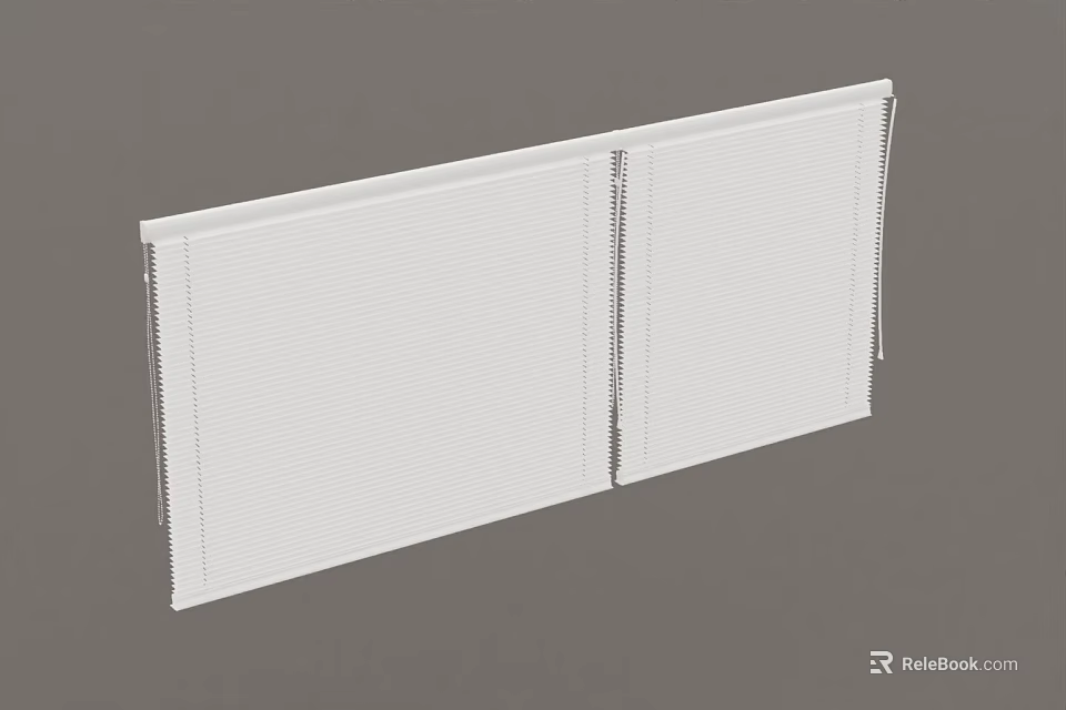 White Vertical Stripe Double Panel Window Blinds Modern Design Home Window Covering 3d model 