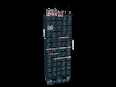 Tall Multi Storey Office Building With Multiple Windows And Top Signage 3d model