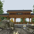 New Chinese Style Pavilion with Corridor Pavilion Ancient Pavilion Ancient Gallery Frame Pavilions Landscape Pavilion Hexagonal Pavilion Double-layer Pavilion Landscape Gallery Frame 3d model