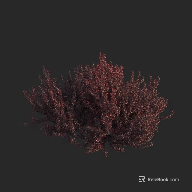 Realistic Dark Red Dense Shrub 3D Model For Garden Landscape Design 3d model
