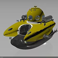 Bright Yellow Underwater Submersible With Rounded Top Circular Windows And Metallic Base 3d model