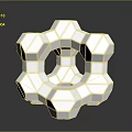 3D Geometric Metallic Silver Hexagonal Ring Structure With Shiny Reflective Surface