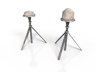 Two Tripod Display Stands With Metal Frames And Stone Tops 3d model