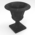 Classical Black Vase With Round Top Opening And Square Stone Base Design