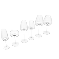 Elegant Transparent Glass Wine Bottles And Stemmed Wine Glasses With Various Designs
