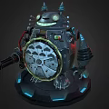 Mechanical Sci Fi Robot Character With Cannon Arm And Glowing Blue Base