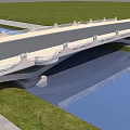 Elegant Stone Bridge With Decorative Railings Over Calm Water And Lush Green Grass