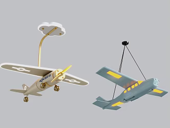 Modern children's room chandelier airplane chandelier 3d model