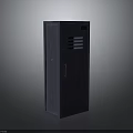 Gray Metal Storage Cabinet With Sleek Design Ventilation Slots And Door Handle
