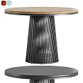 Modern Home Tea Table And Chairs With Wooden Top And Metal Base Design