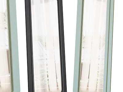 Home Living Window Curtains With Green Black Frames White Drapes And Natural Light 3d model