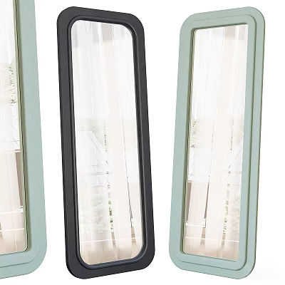 Home Living Window Curtains With Green Black Frames White Drapes And Natural Light 3d model