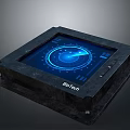BioTech Digital Display Device With Square Frame And Blue Circular Interface 3d model