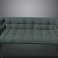 Stylish Teal Tufted Sofa With Wooden Legs And Modern Upholstered Design
