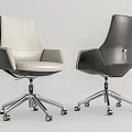 Modern Office Chair With Leather Upholstery Swivel Metal Base And Two Tone Design